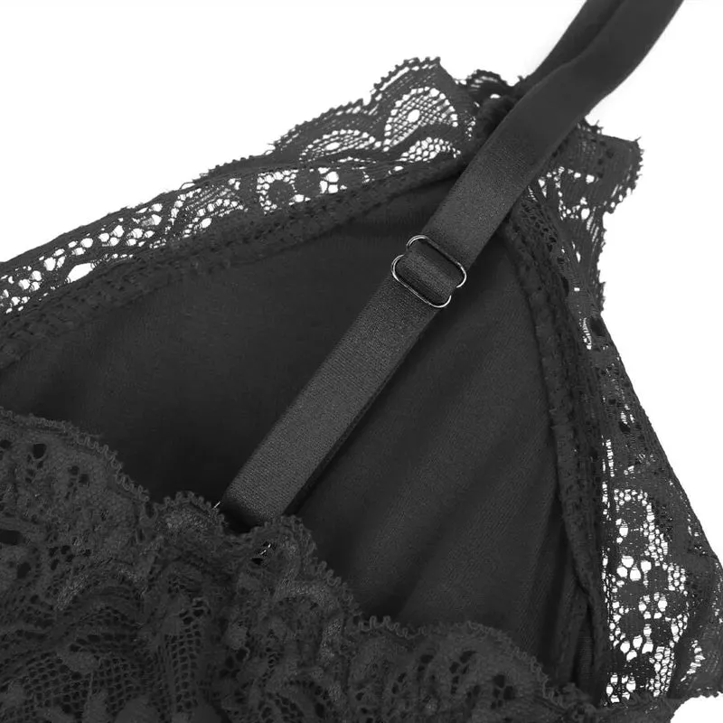 Blütenzauber Body – Eleganz - Schwarz L/XL
