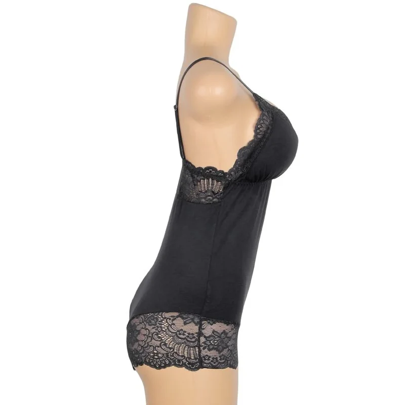 Blütenzauber Body – Eleganz - Schwarz L/XL