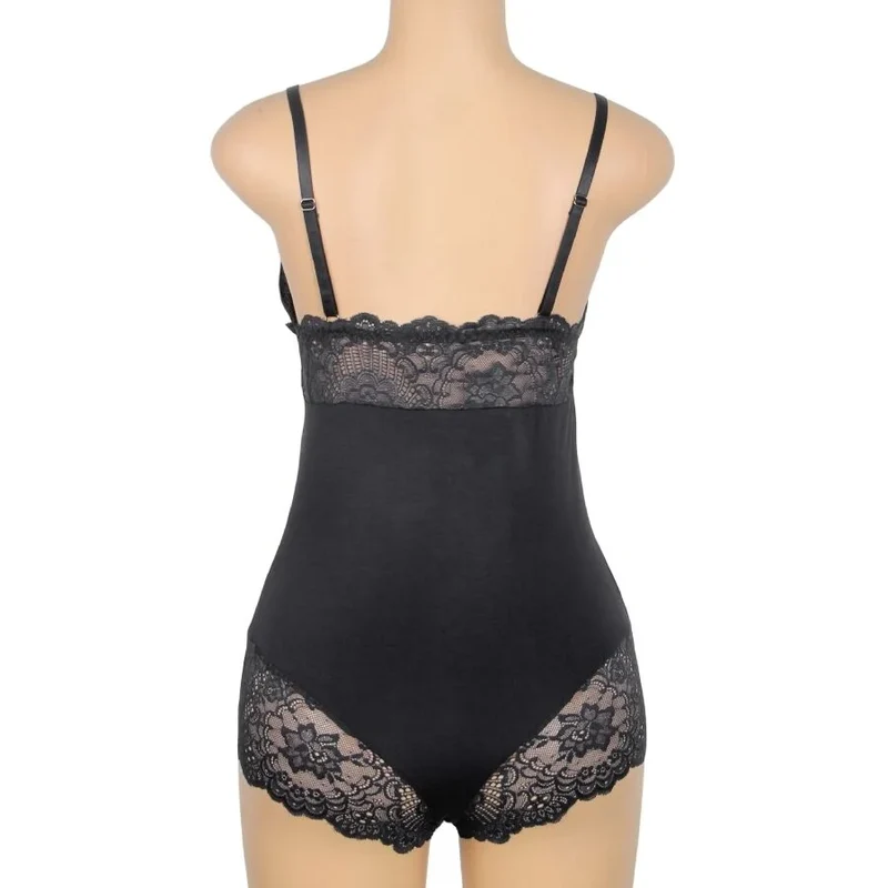 Blütenzauber Body – Eleganz - Schwarz L/XL