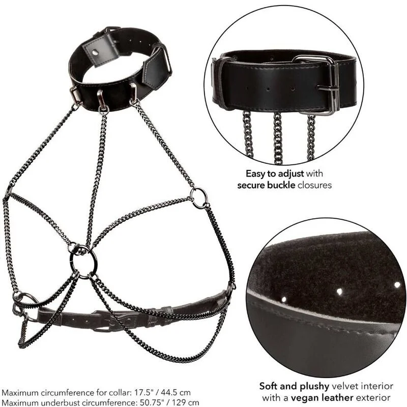 CALEXOTICS – Euphoria Plus Size Mehrketten-Halsband-Geschirr Schwarz
