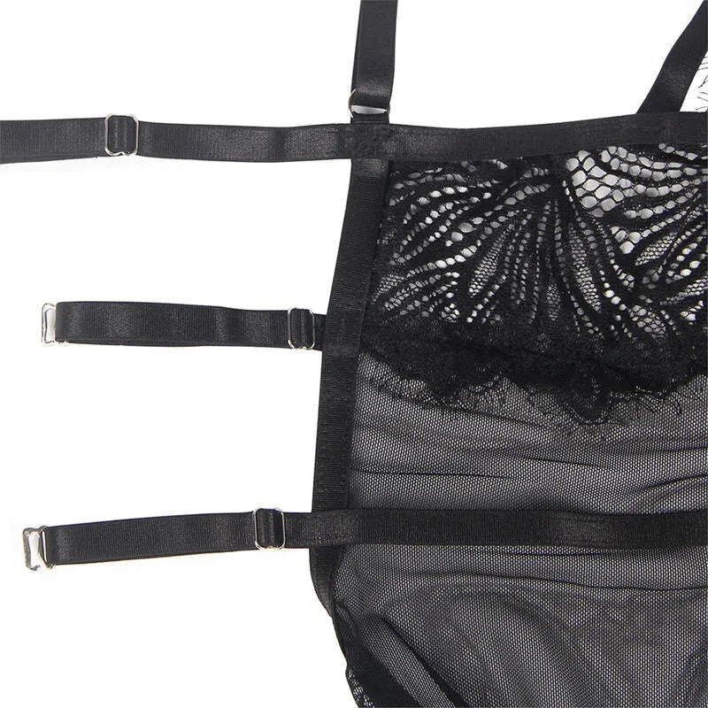 SUBBLIME - ELEGANTES BABYDOLL MIT SPITZENDETAILS IN SCHWARZ