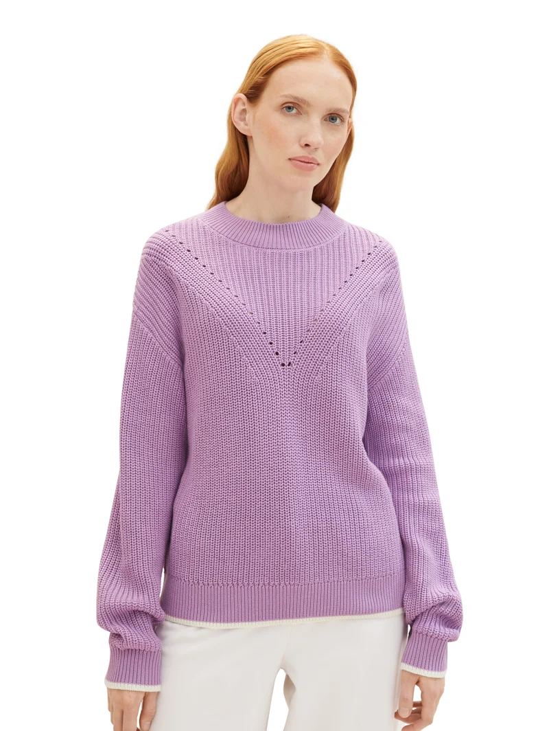 Strickpullover mit Lochmuster-Struktur