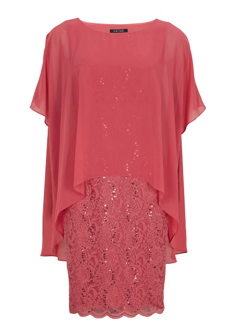 Cocktailkleid aus Spitze mit Überwurf