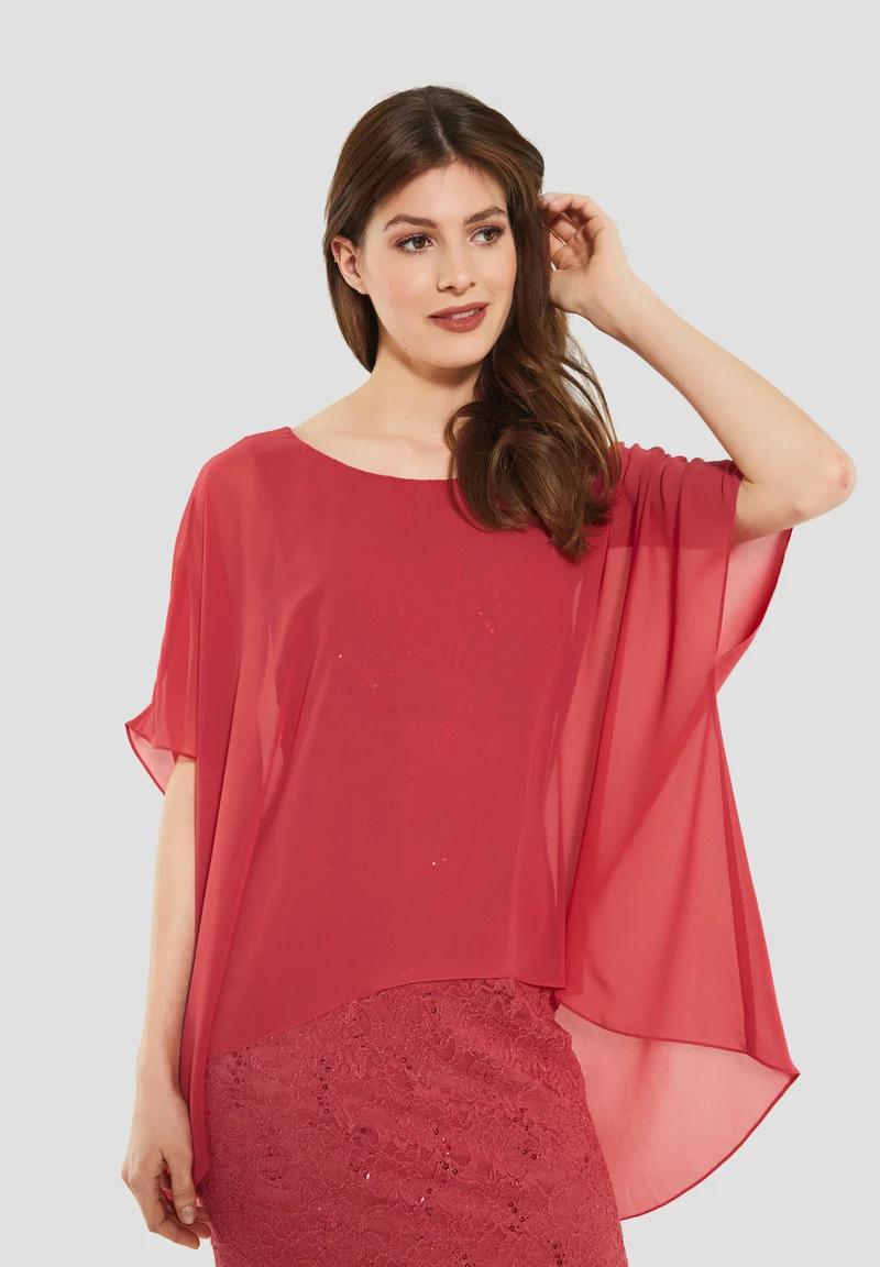 Cocktailkleid aus Spitze mit Überwurf