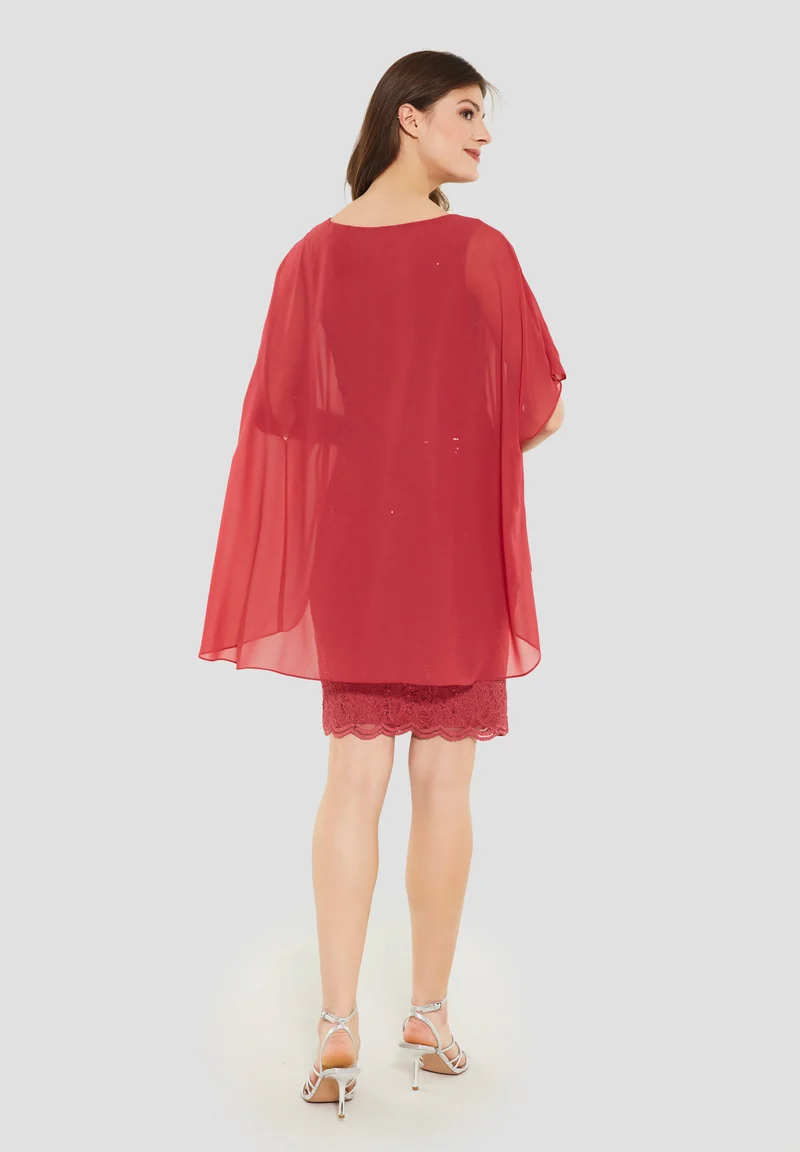 Cocktailkleid aus Spitze mit Überwurf