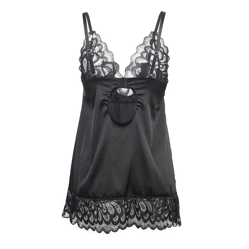 Verführerisches Babydoll mit Blumenprint – Schwarz, Sinnliche Eleganz