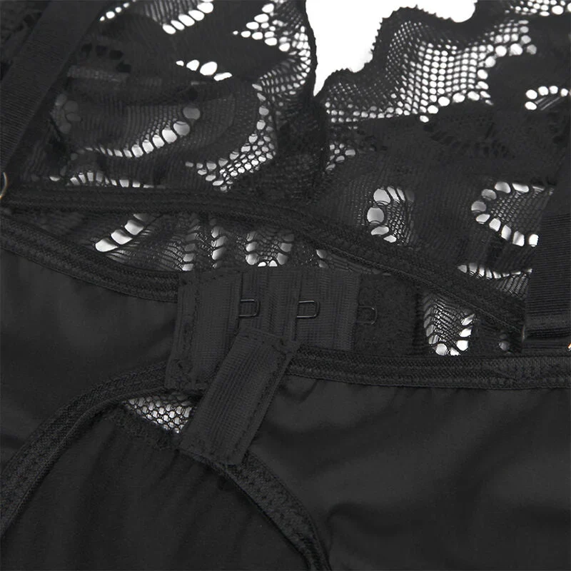 Verführerisches Babydoll mit Blumenprint – Schwarz, Sinnliche Eleganz