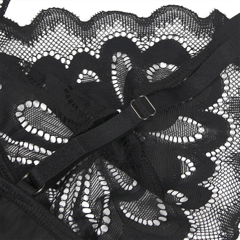 Verführerisches Babydoll mit Blumenprint – Schwarz, Sinnliche Eleganz