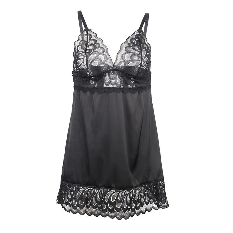 Verführerisches Babydoll mit Blumenprint – Schwarz, Sinnliche Eleganz