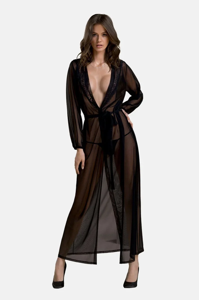 schwarzes Peignoir PA596660 von Passion
