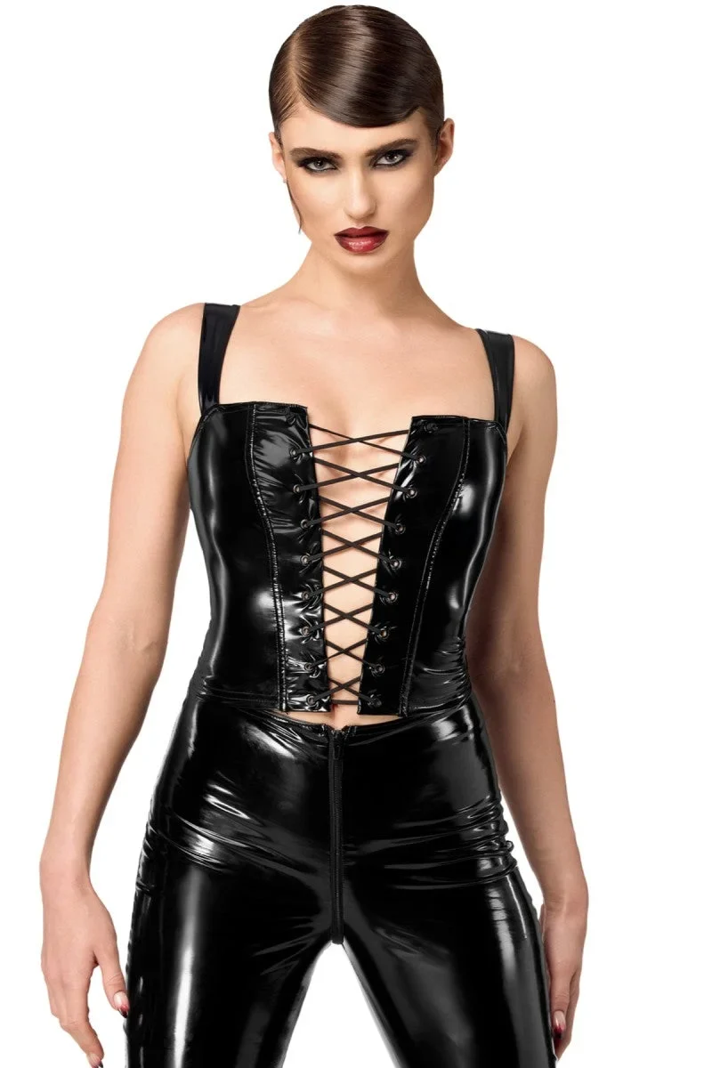 F379 Dominae Lack Corset Top