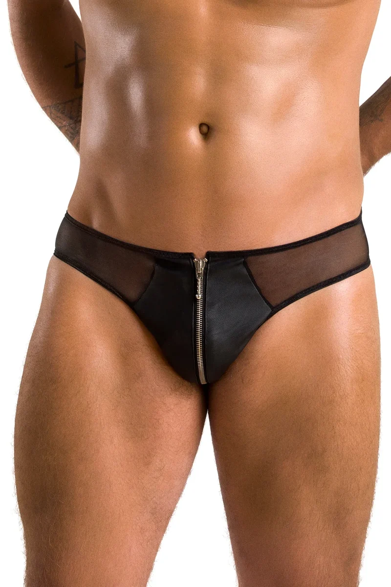 Passion Menswear - Stilvoller Herren Slip in Kunstleder & Netz Optik