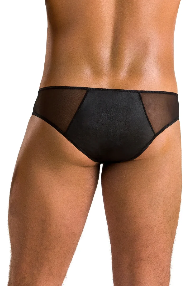 Passion Menswear - Stilvoller Herren Slip in Kunstleder & Netz Optik