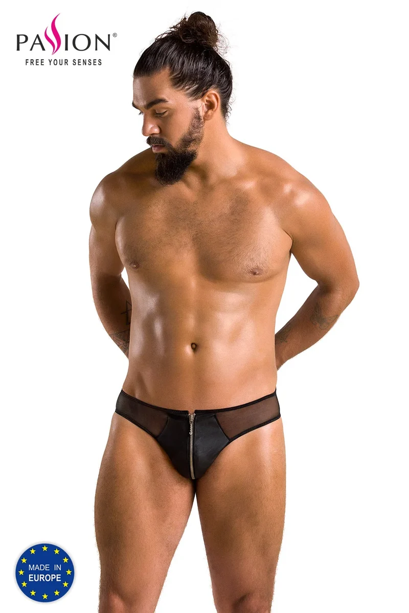 Passion Menswear - Stilvoller Herren Slip in Kunstleder & Netz Optik