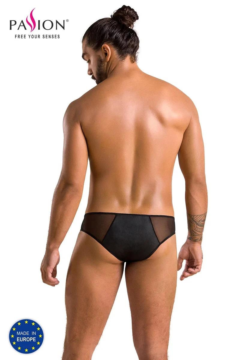 Passion Menswear - Stilvoller Herren Slip in Kunstleder & Netz Optik