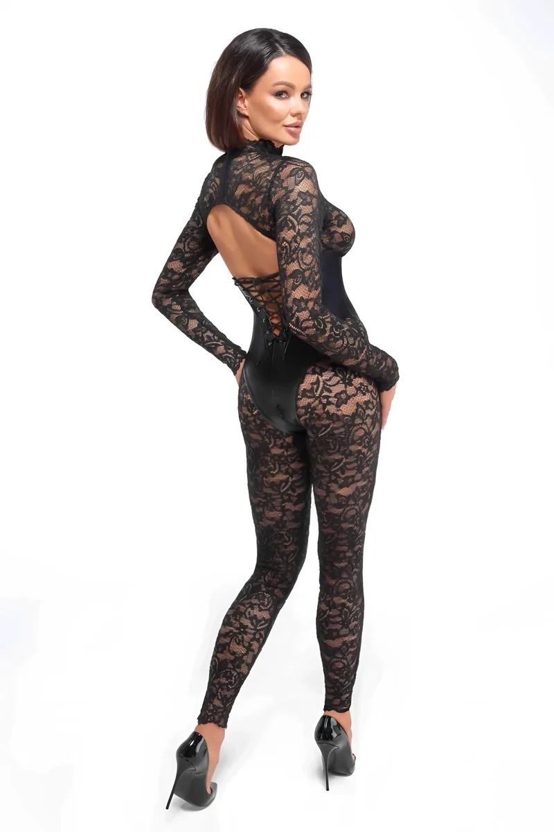 F299 Bodystocking mit Unterbrust-Corsage