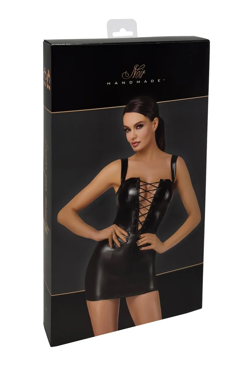Luxe Schnür-Wetlookkleid: Eleganz & Passform