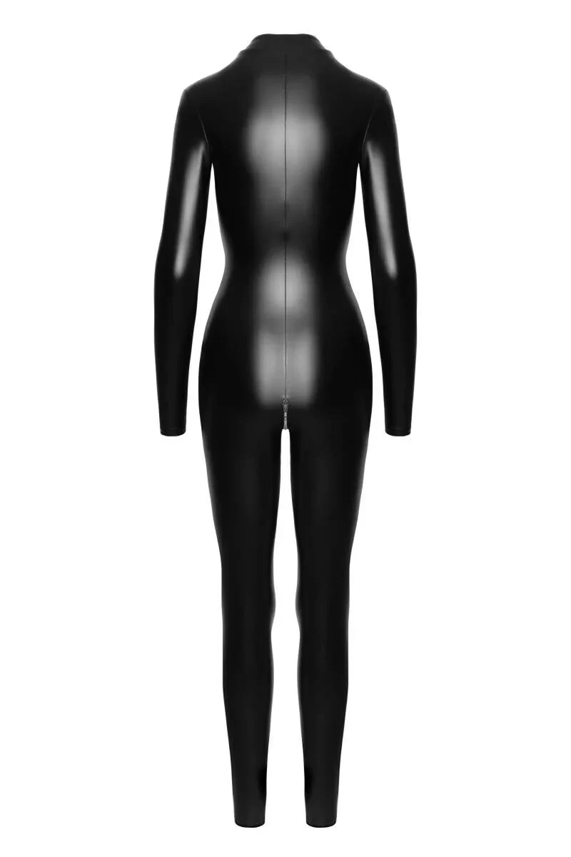 F293 Powerwetlook Catsuit mit Frontreißverschluss