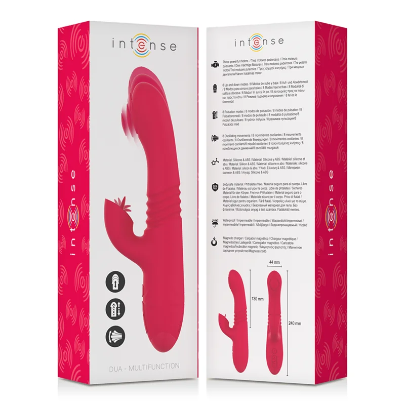 INTENSE - DUA MULTIFUNKTIONS-WIEDERAUFLADBARER AUF- UND AB-VIBRATOR MIT ROTER ZUNGE