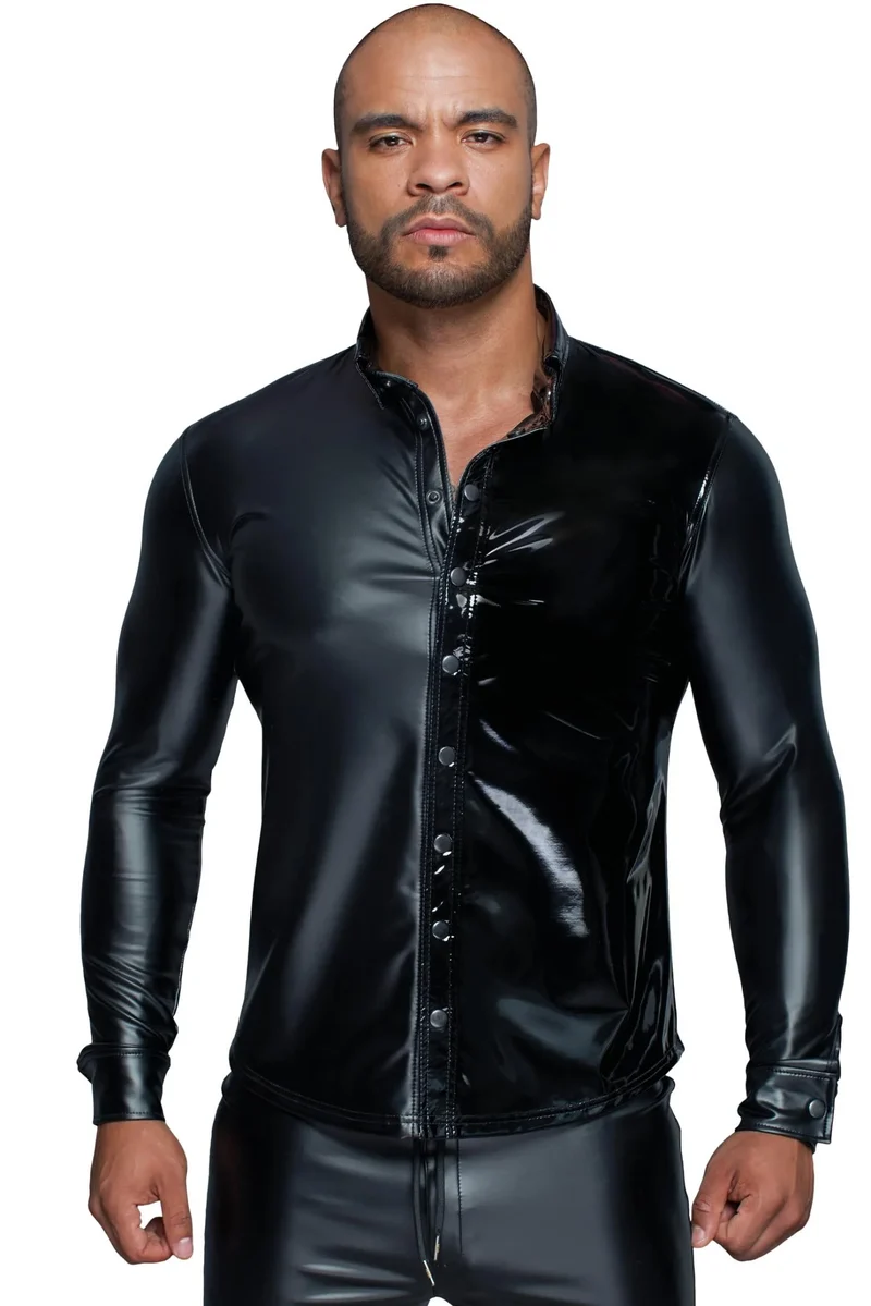 Langärmliges Powerwetlook & PVC Shirt H064