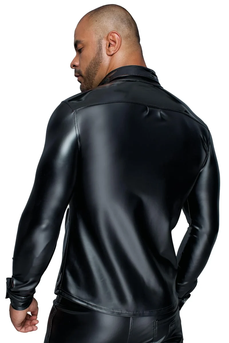 Langärmliges Powerwetlook & PVC Shirt H064