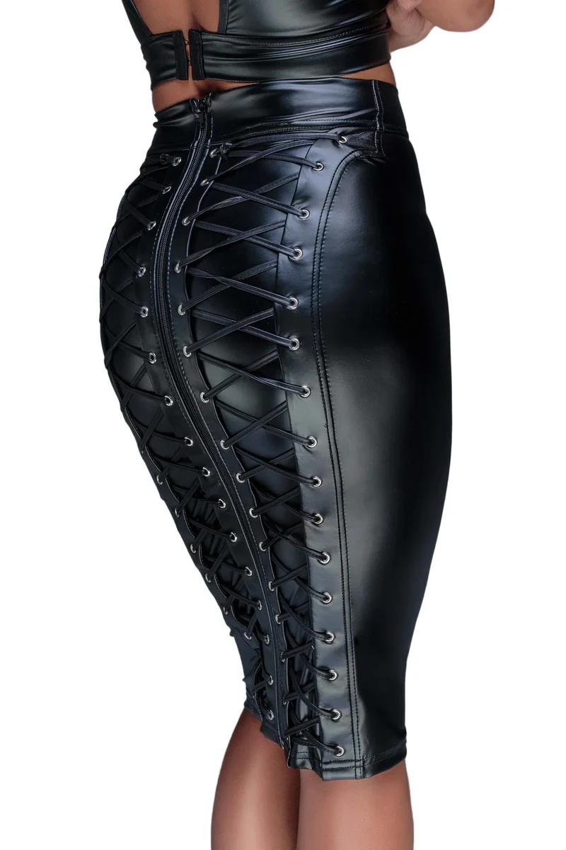 NOIR HANDMADE – F152 Powerwetlook Bleistiftrock