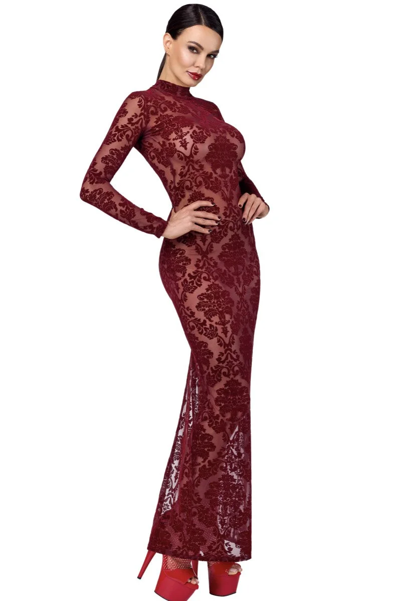 F383 Langes Flockkleid Kink Royal