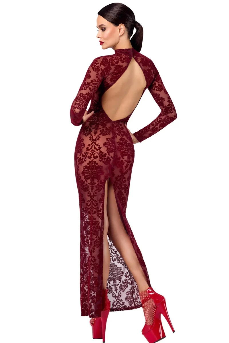 F383 Langes Flockkleid Kink Royal