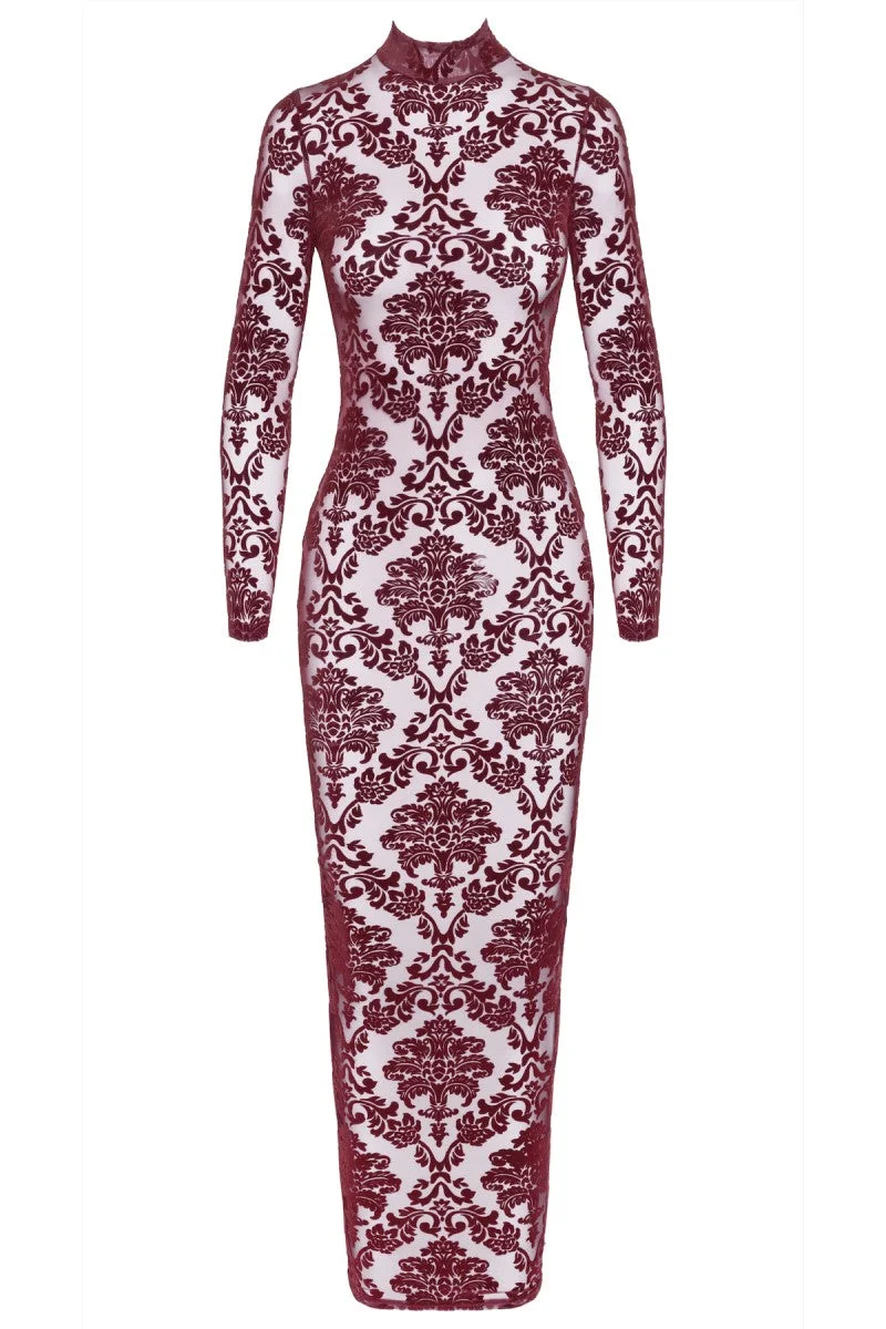 F383 Langes Flockkleid Kink Royal