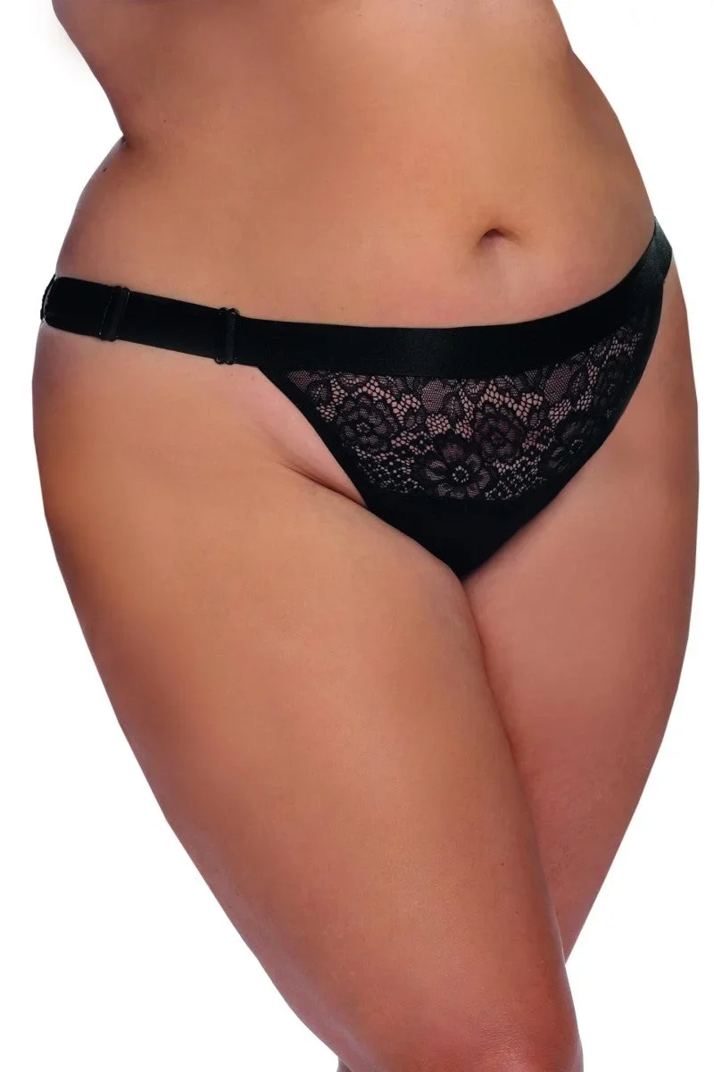 Anais Apparel Plus Size – Schwarzer Knickers mit Spitze und Strass