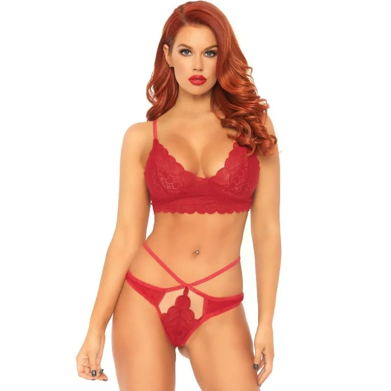 LEG AVENUE - 2-TEILIGES SET, SPITZEN-BRALET UND TANGA