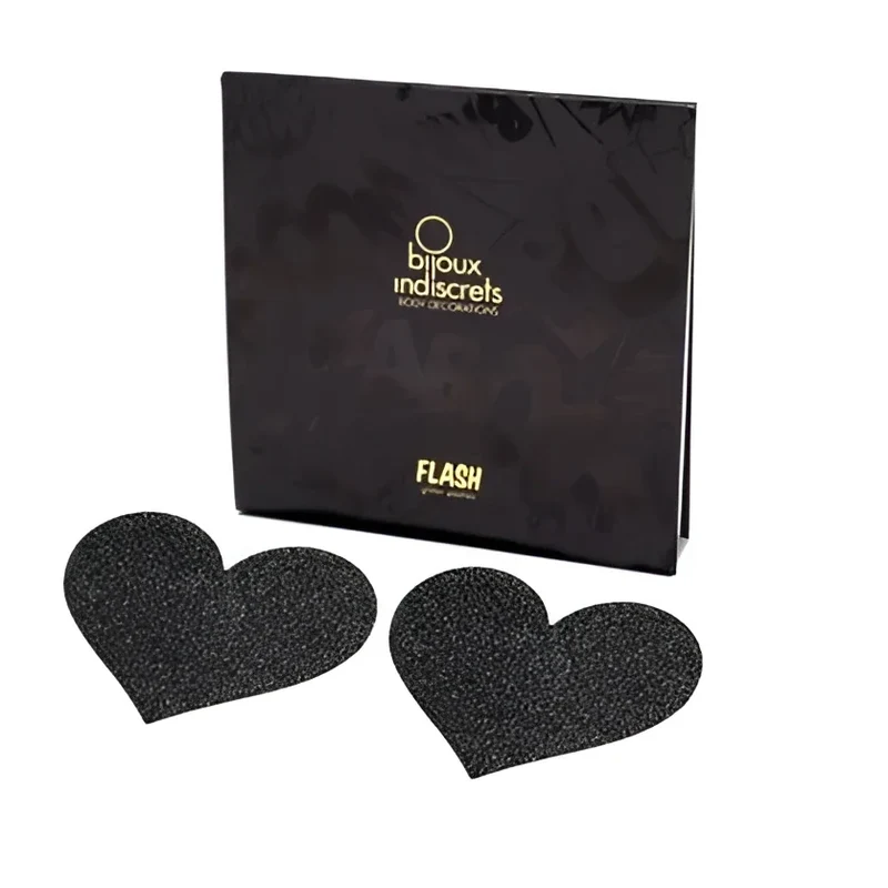 BIJOUX - INDISCRETS FLASH BLACK HEART NIPPELCOVER