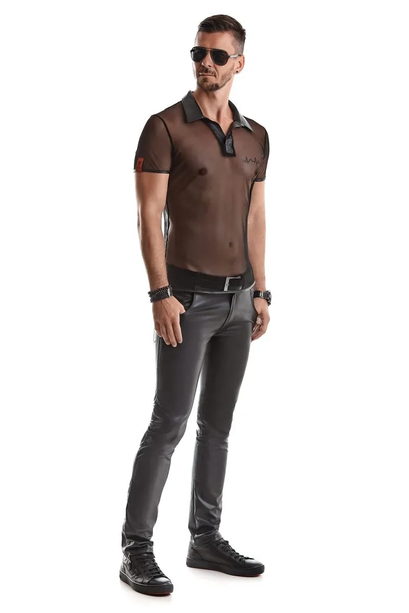 RMRoberto Mesh T-Shirt Schwarz – Stehkragen & Patch