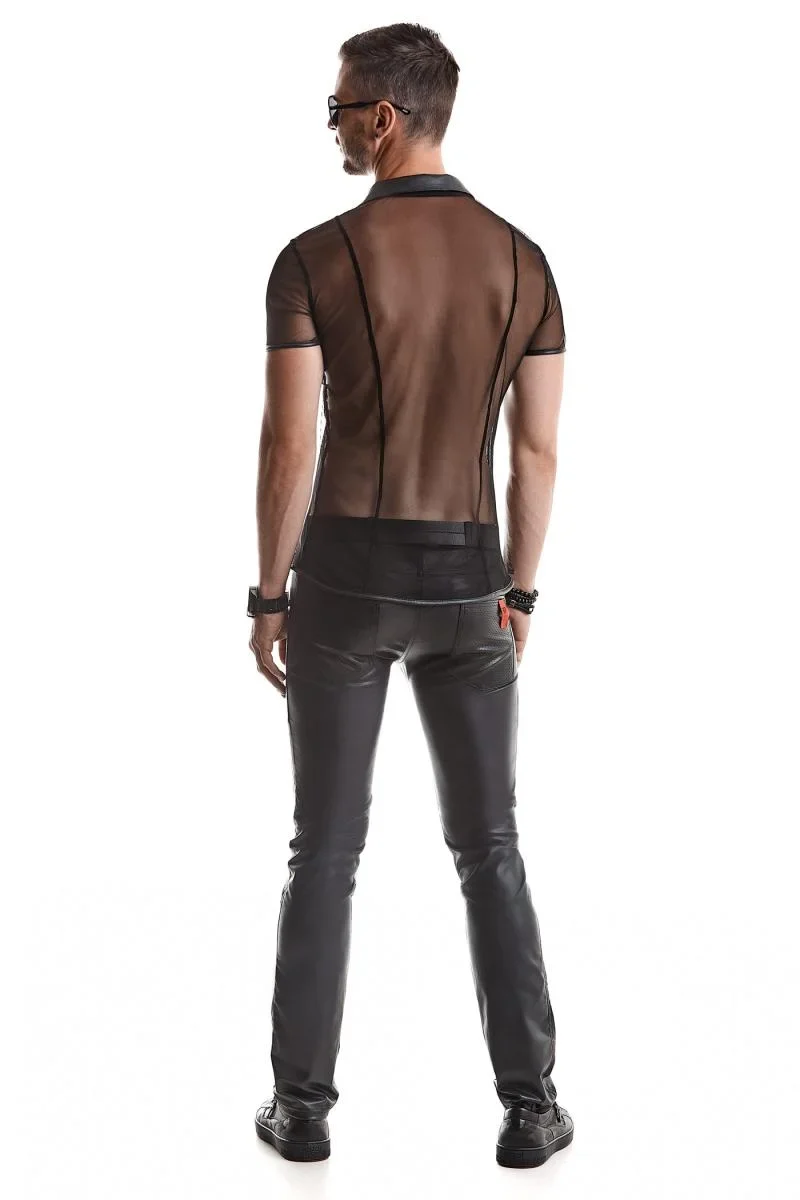 RMRoberto Mesh T-Shirt Schwarz – Stehkragen & Patch