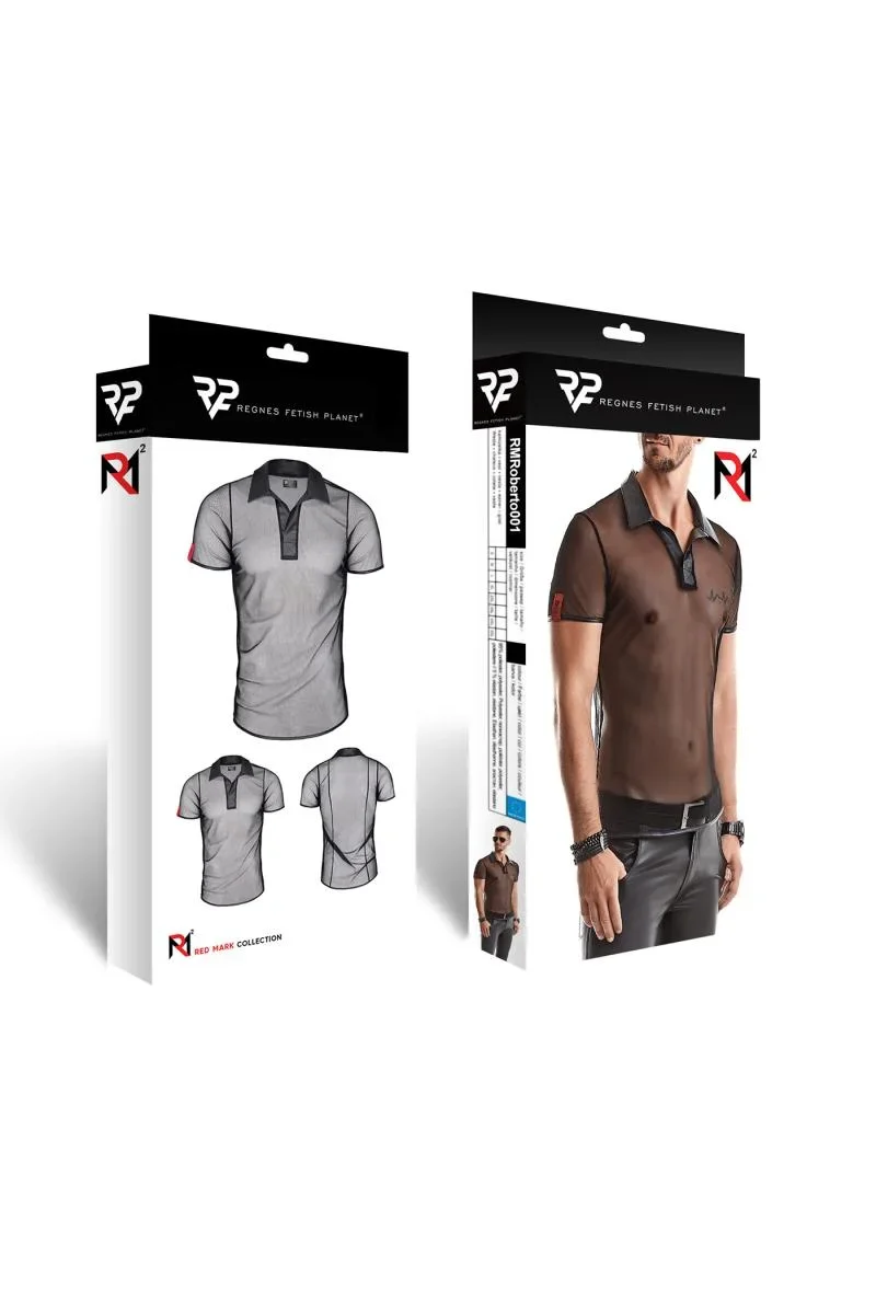 RMRoberto Mesh T-Shirt Schwarz – Stehkragen & Patch