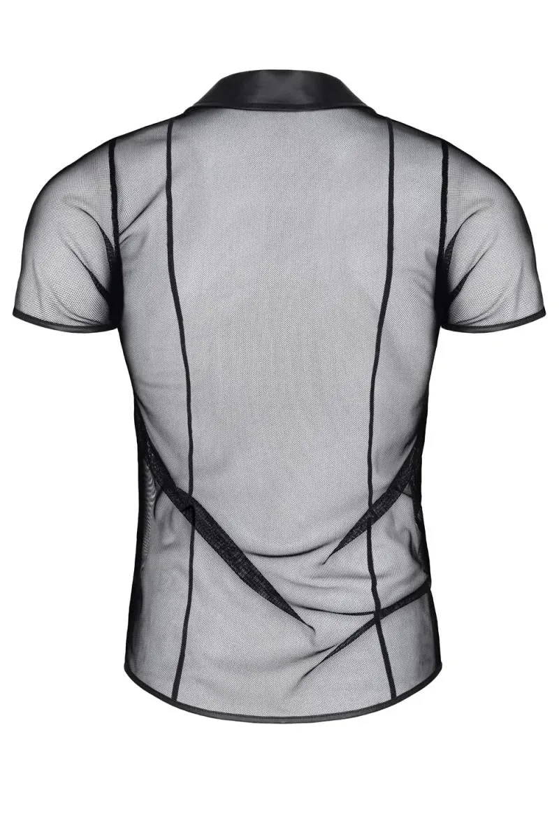 RMRoberto Mesh T-Shirt Schwarz – Stehkragen & Patch