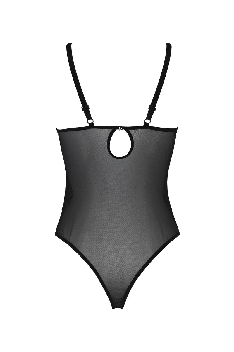 Schwarzer Netz-Body für Damen mit verstellbaren Trägern
