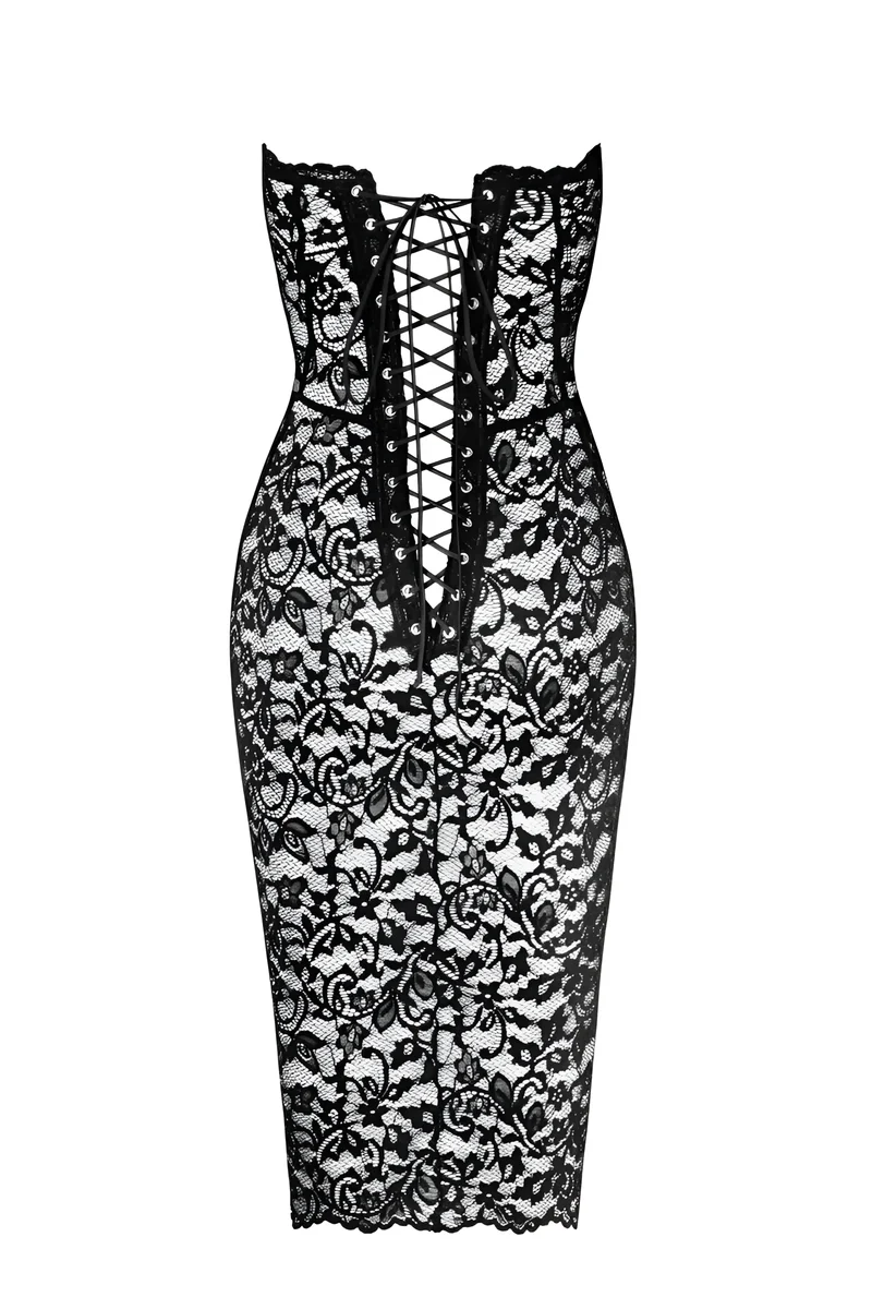 F301 halblanges Corsagen-Kleid aus Spitze