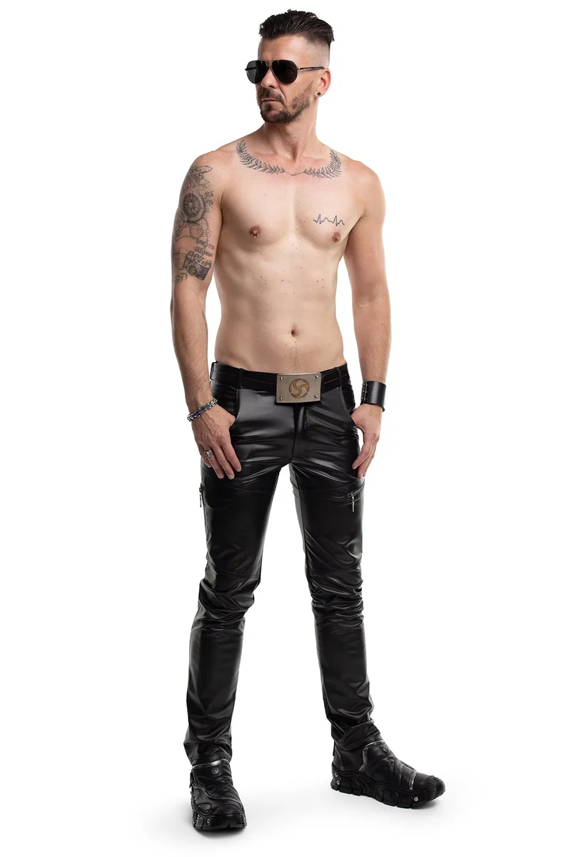 RMAmedeo Schwarz: Stylische Herrenhose mit Wetlook