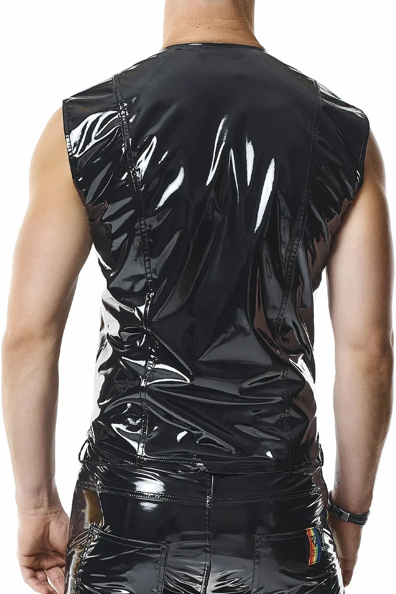 RMTaddeoRBW: Lackweste mit Regenbogen-Detail - Schwarz