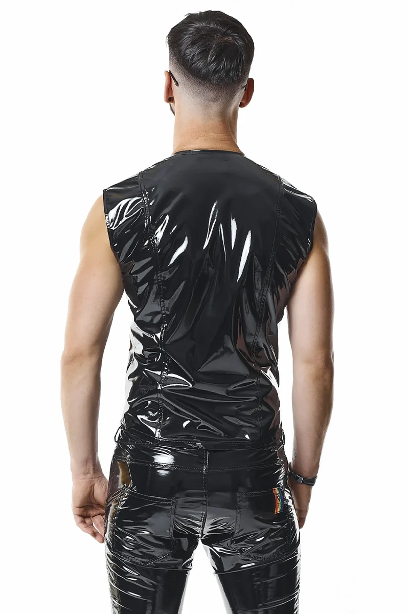 RMTaddeoRBW: Lackweste mit Regenbogen-Detail - Schwarz