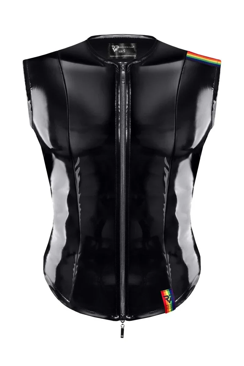 RMTaddeoRBW: Lackweste mit Regenbogen-Detail - Schwarz