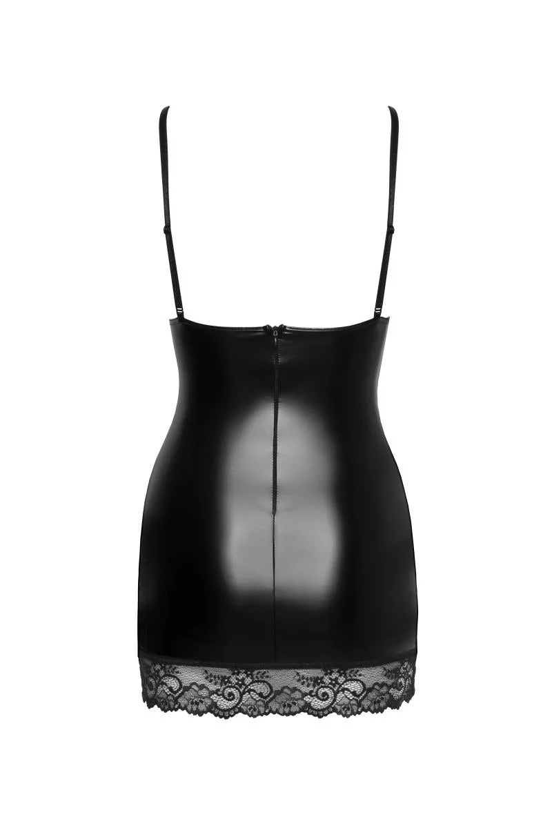 Spitzen-Wetlook Minikleid mit verstellbaren Trägern