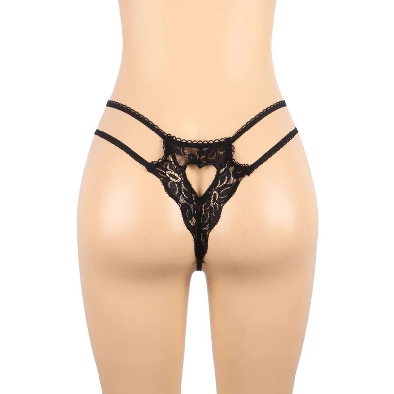 Dreiteiliges Set BH + Strumpfgürtel + String Schwarz