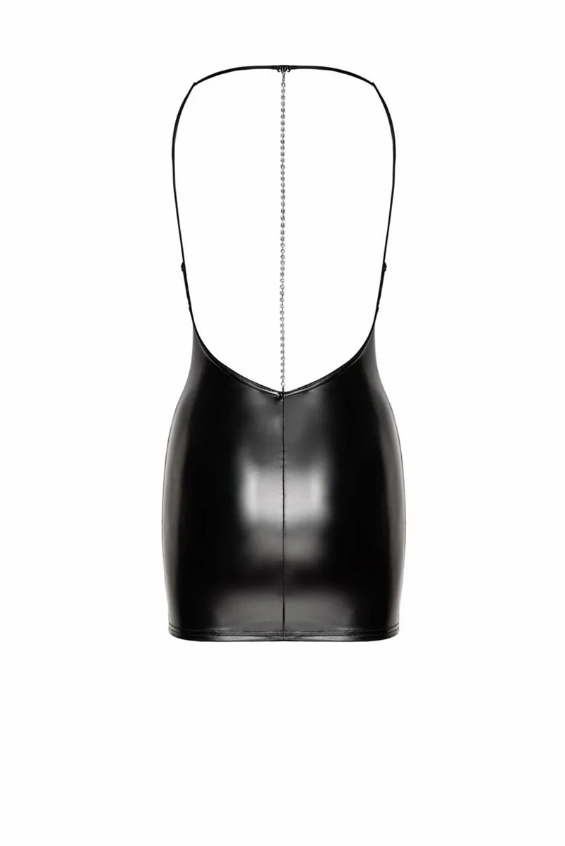 NOIR HANDMADE – F307 Wetlook Minikleid mit Kette