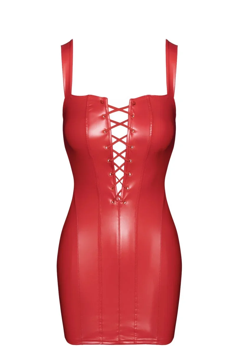 F364 rotes Bombshell Minikleid mit Schnürung