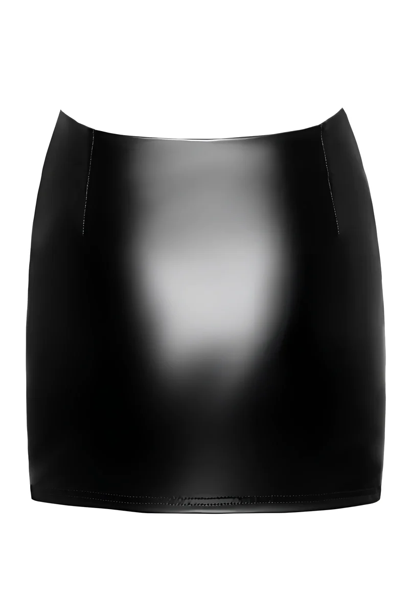 F345 Wetlook Minirock mit Strumpfband