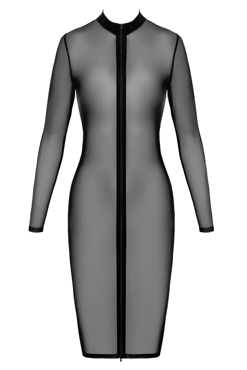 F347 halblanges Kleid aus feinem Netz