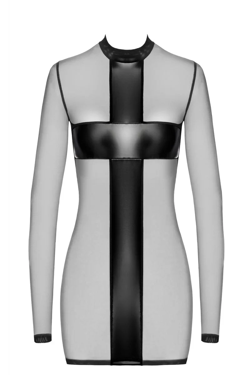 F369 Crossfire Netz und Wetlook Minikleid