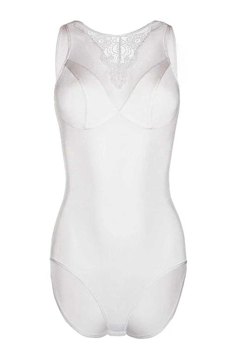 ecru Body mit Netzeinsatz und Spitze KA923323 von Kalimo